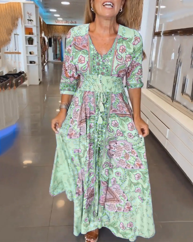 Taylor - Vestido De Manga 3/4 Con Cuello En V