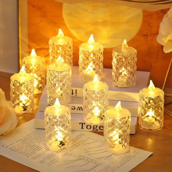 RadiantCrysta - 3 piezas/conjunto Velas De Cristal Sin Llama