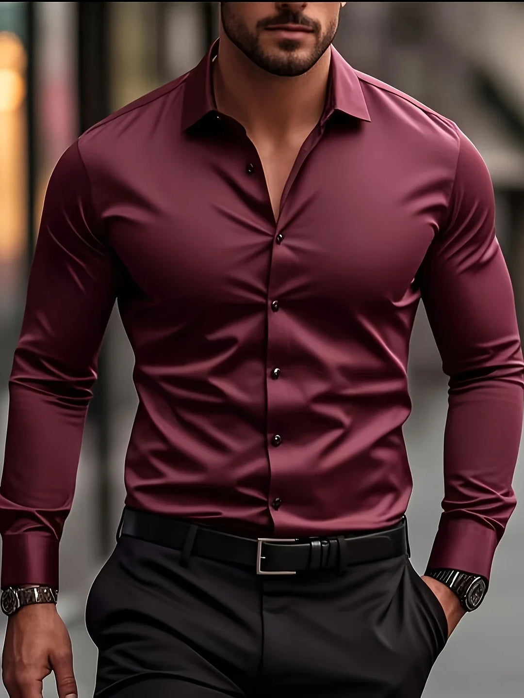 Byron - Elegante Camisa De Manga Larga Con Btones
