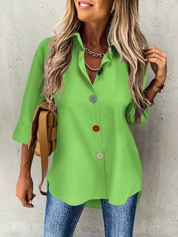 Lasangi - Camisa Informal de Manga larga Con Varios Botones