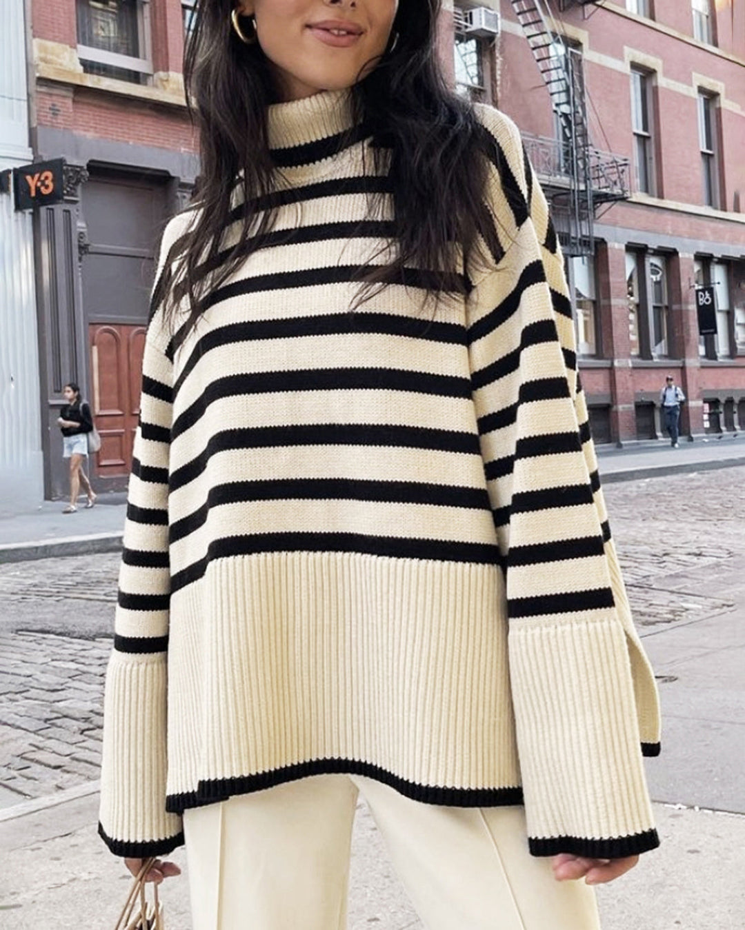 Kynesia - Jersey De Cuello Alto Oversize a Rayas