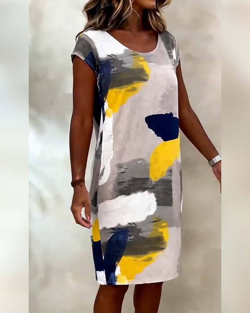 Addie - Vestido de Cuello Redondo con Estampado Tie-dye