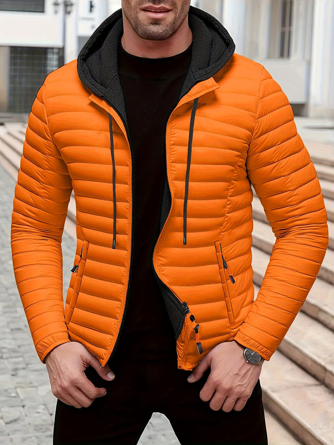 Dielmar - Chaqueta Acolchado Con Capucha Y Cremallera Frontal