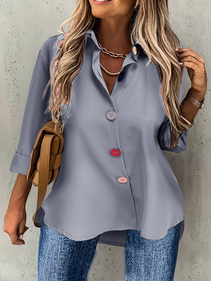 Lasangi - Camisa Informal de Manga larga Con Varios Botones