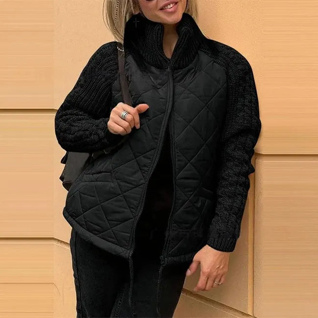 Karoliina - Chaqueta De Plumón De Punto en Estilo Patchwork