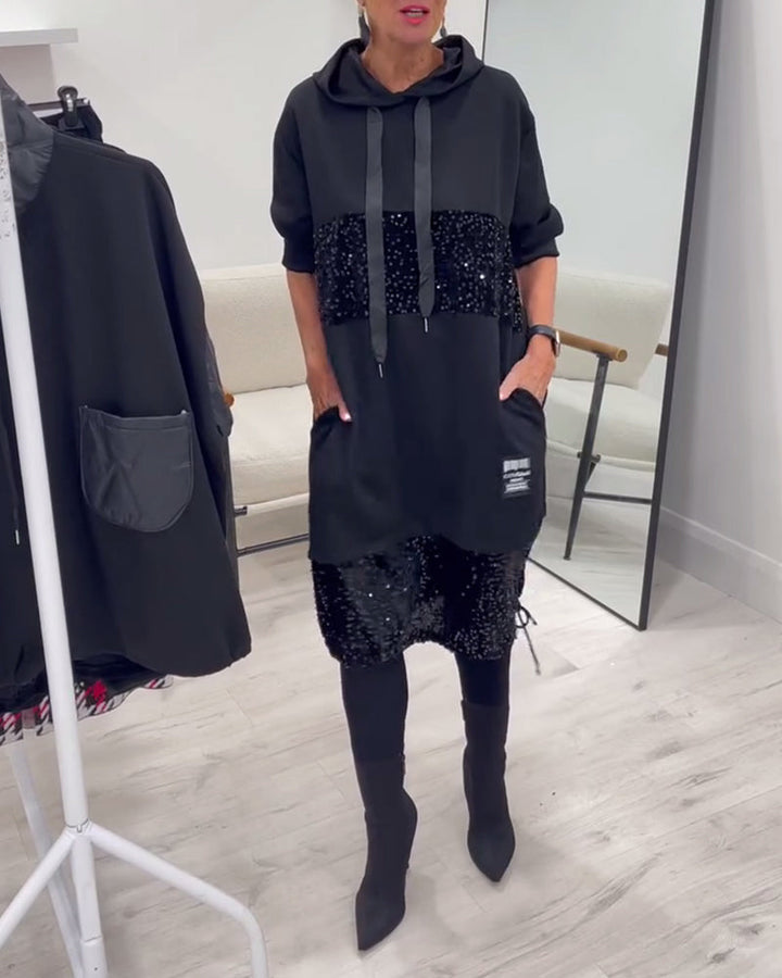 Mansherry - Vestido Con Capucha y Diseño Patchwork a la última Moda