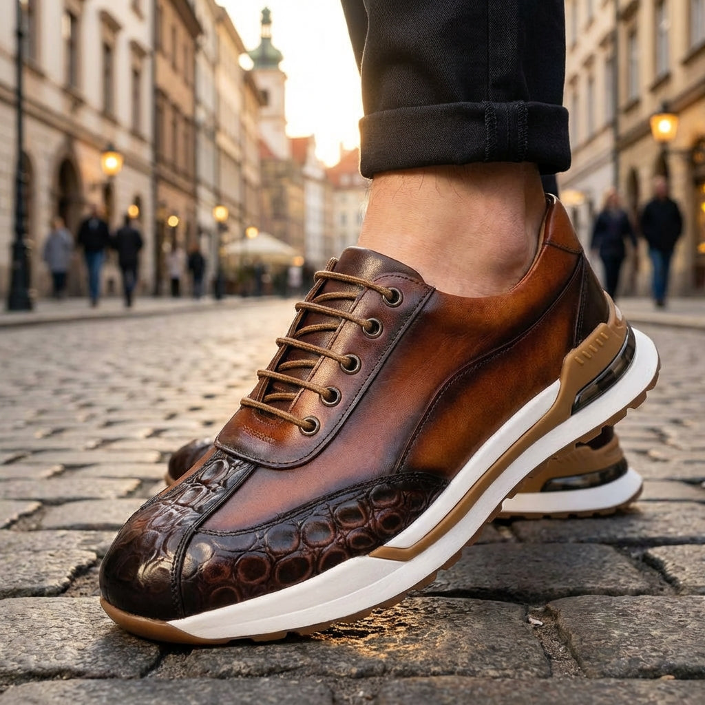 Hitmayer - Zapatillas De Cuero Con Cordones