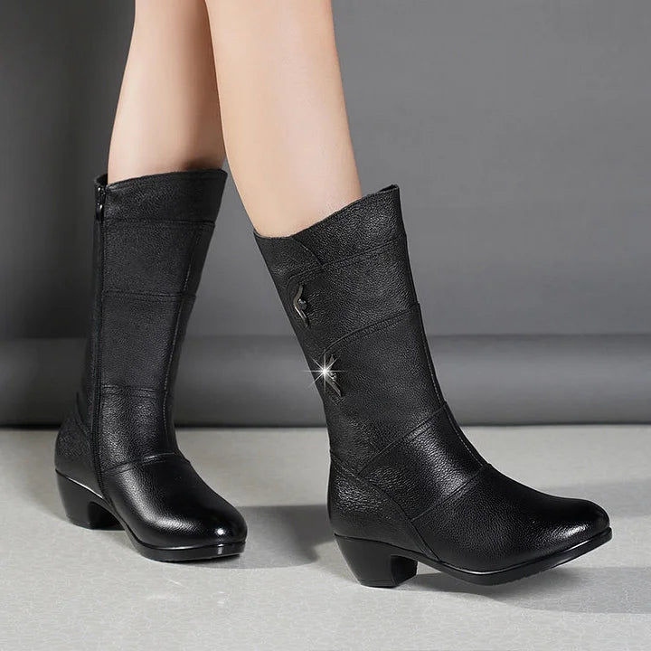joania - Botas De Cuero Con Cremallera Lateral