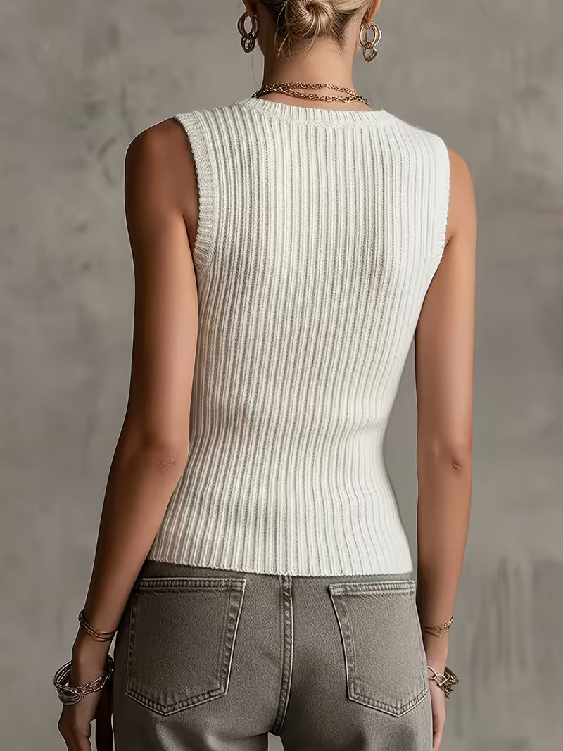 Sutchai - Chaleco sin Mangas con Jacquard de Corazones en Contraste