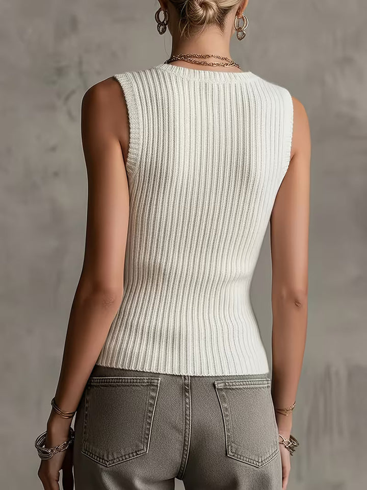 Sutchai - Chaleco sin Mangas con Jacquard de Corazones en Contraste