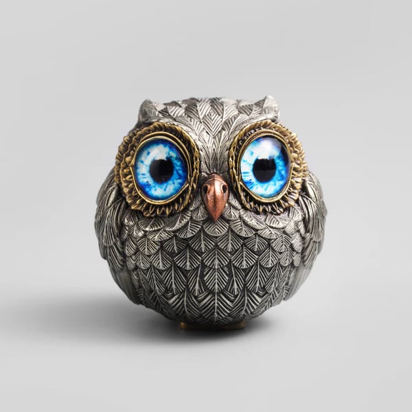 LuckyOwl - Búho De la Suerte De Bronce Guardián - El Sabio Vigilante Del Fieltro