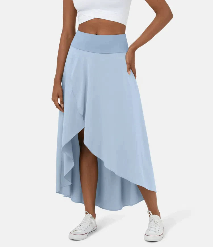 Keisha - Falda Midi Informal Con Cintura Alta Y Falda Con Volante Profundo