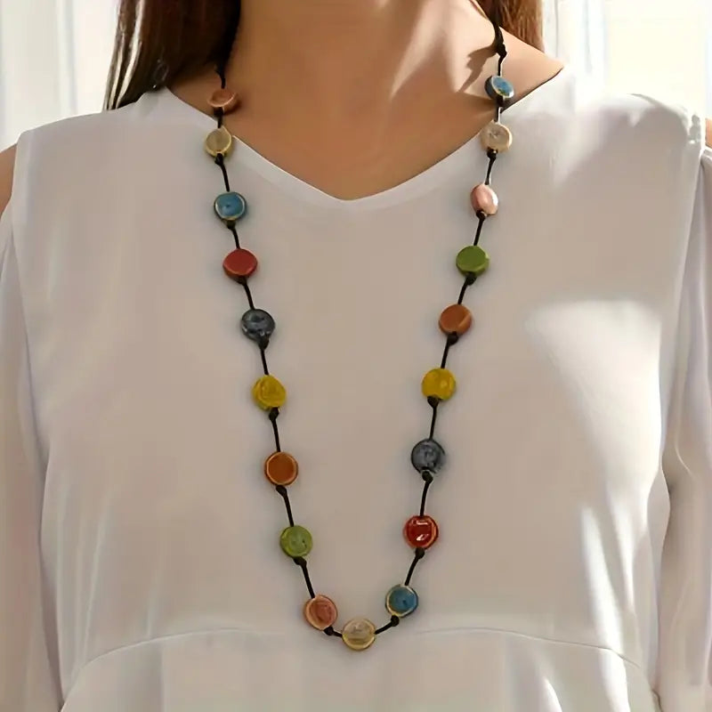 ChromaLinks - Collar De Cuentas Cerámicas Multicolores