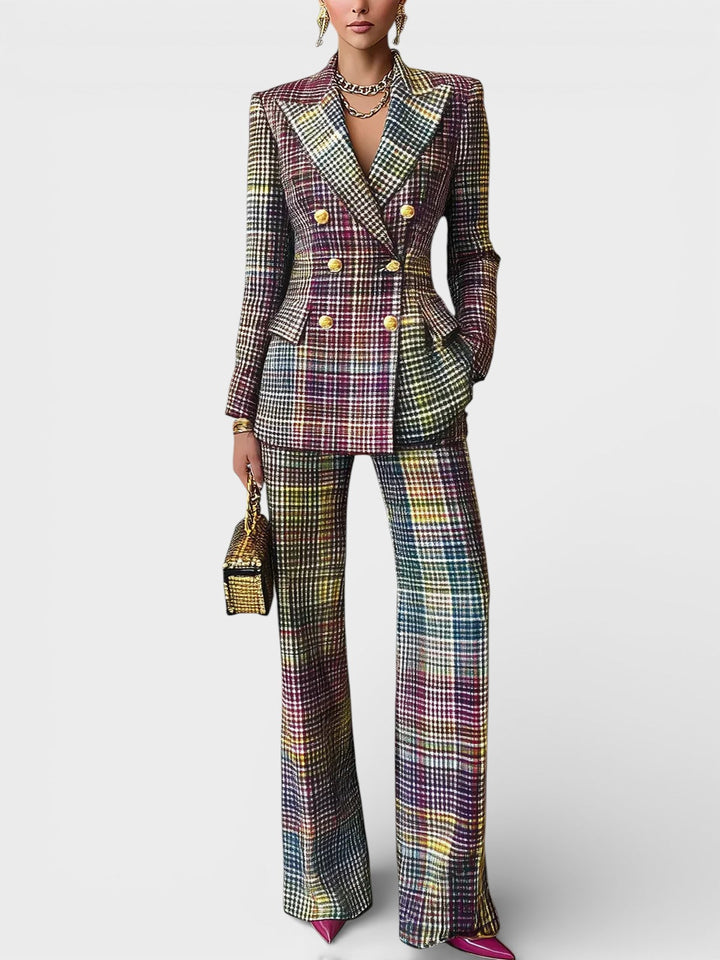 Kalyn - Blazer Cruzado y Pantalones De Pierna Ancha