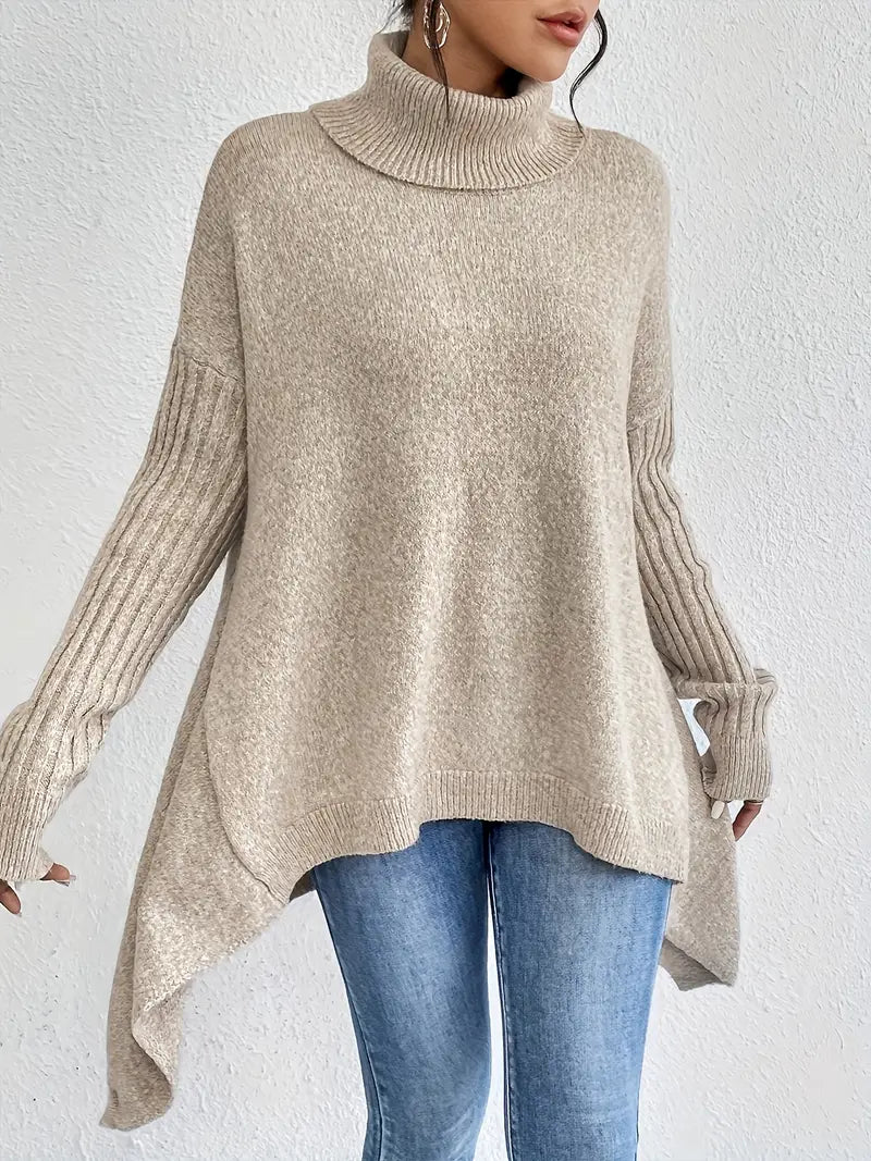 Laora - Jersey Informal De Manga Larga y Cuello Alto