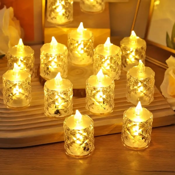 RadiantCrysta - 3 piezas/conjunto Velas De Cristal Sin Llama