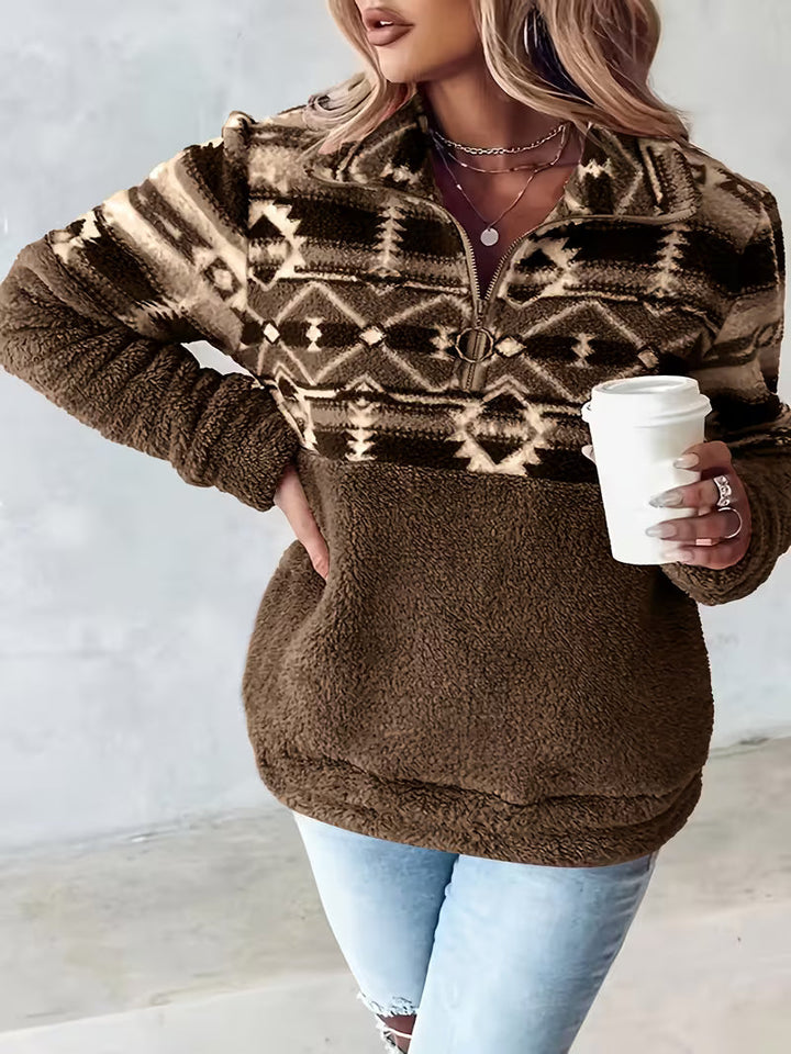 Limina - Sudadera De Felpa Con Estampado Geométrico Y Media Cremallera