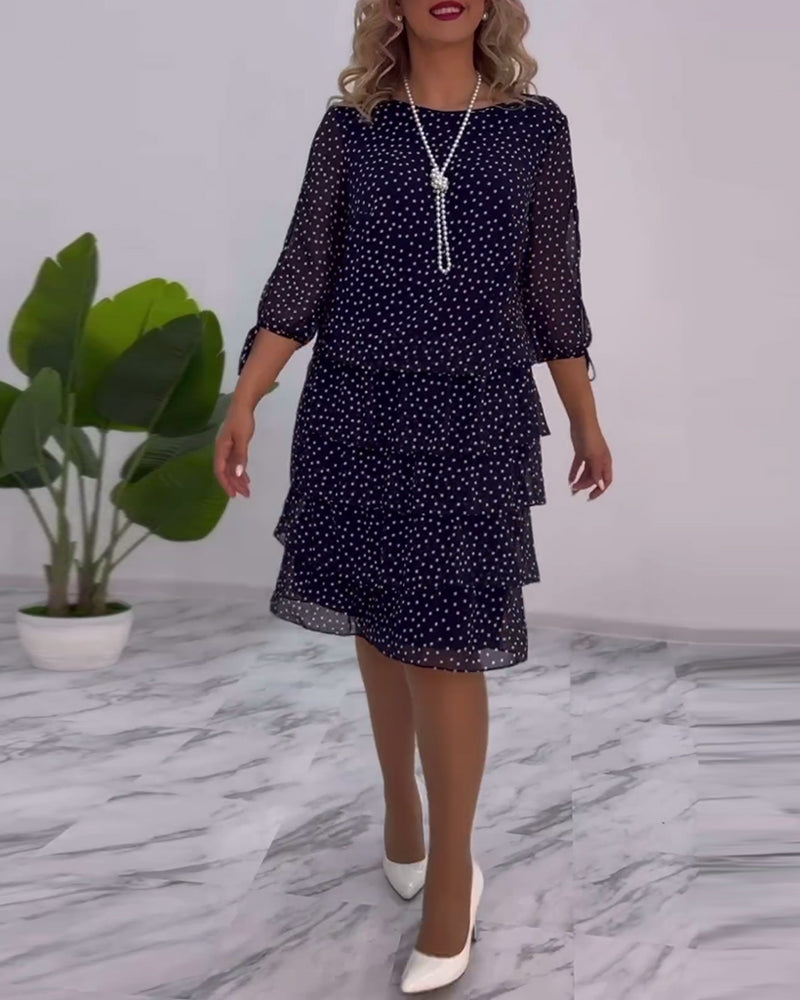 Eralyn - Vestido Escalonado Con Estampado De Lunares y Mangas Con Lazo ...