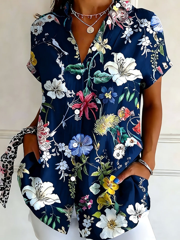 Nabilah - Camiseta Informal De Manga Corta Con Estampado Floral