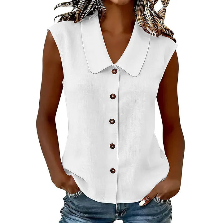 Chisato - Camisa Con Cuello en V Y Botones