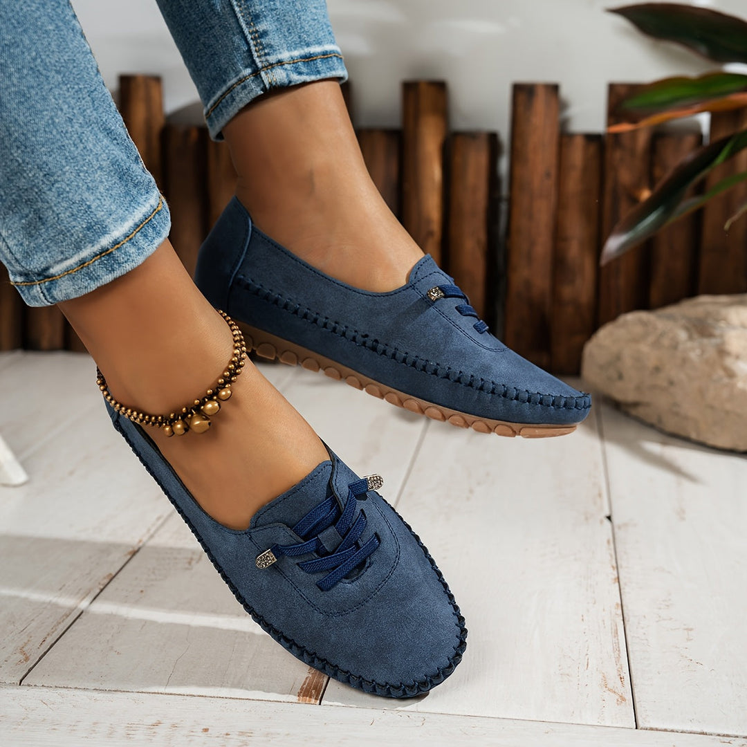 Zakiya - Cómodos Mocasines De Ante Con Cordones