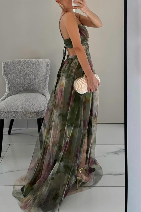 Guoda - Encantador Vestido Largo Con Estampado Floral