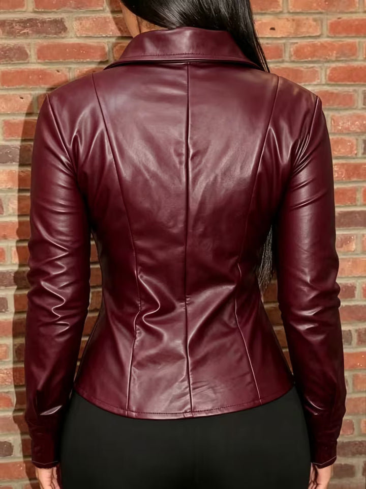 Shiona - Chaqueta De Cuero Con Bolsillos Delanteros