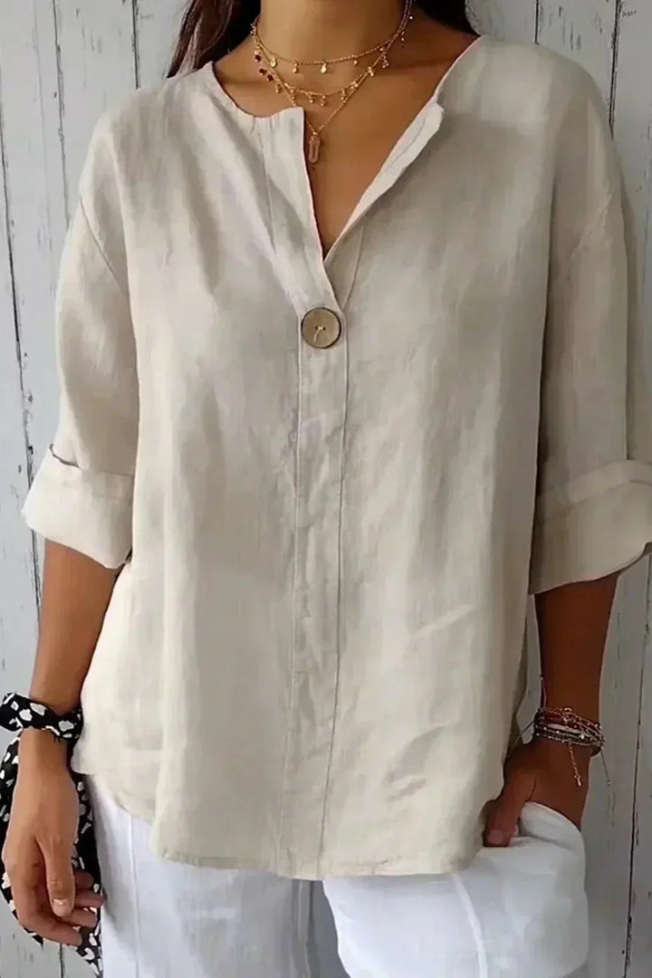 Chalina - Blusa De Lino Con Cuello En V