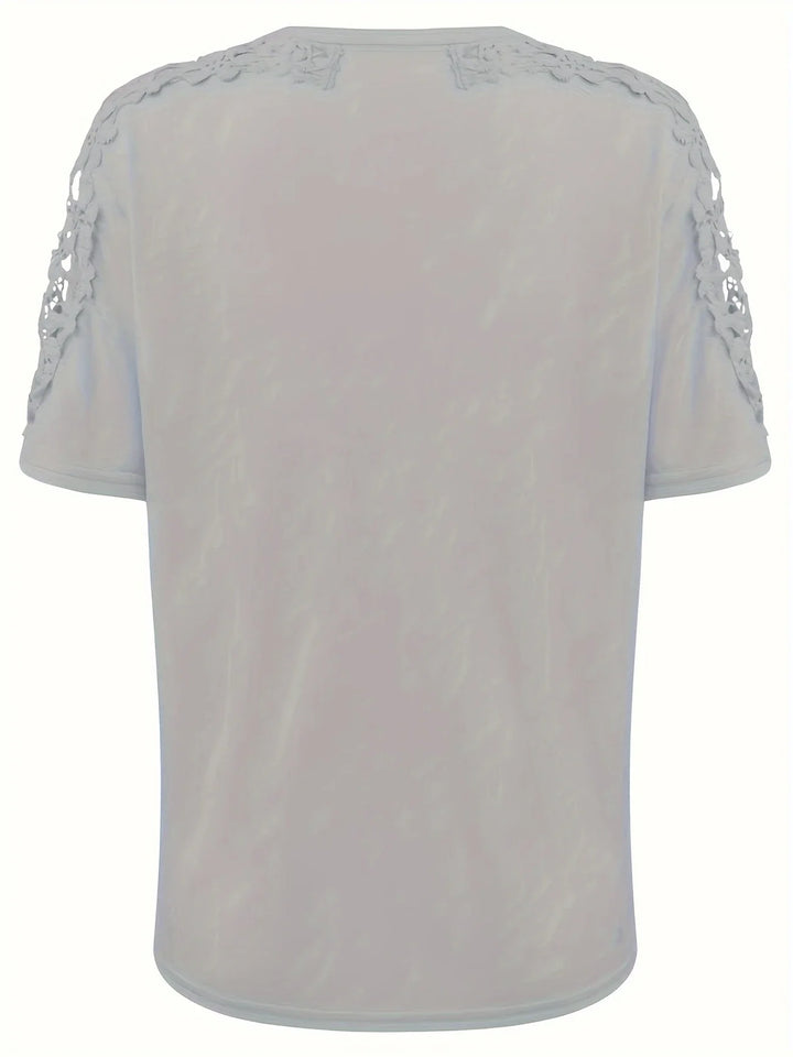 Ancuta - Elegante Verano Manga Corta Camiseta Con Encaje