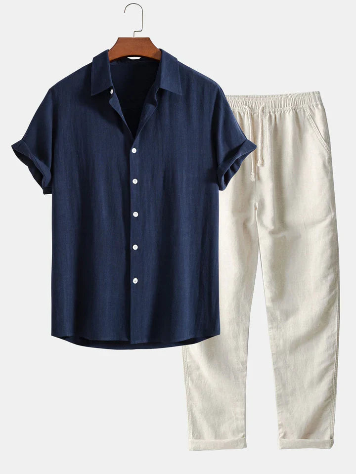 Booker - Camisa De Mezcla De Lino Con Pantalón Recto