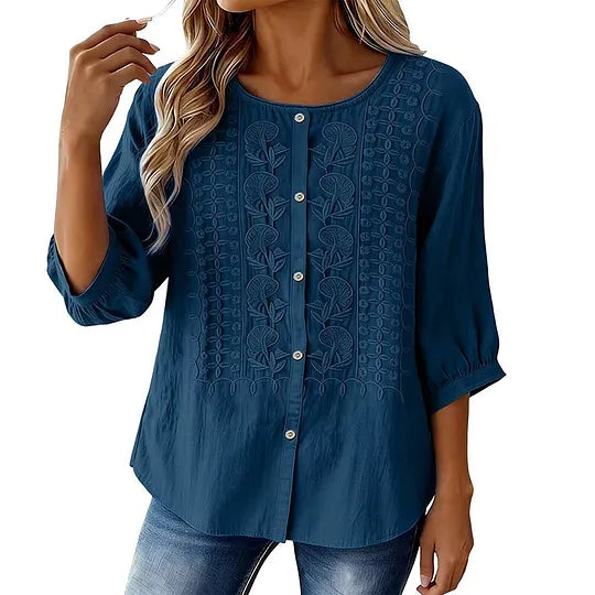 Andreza - Blusa De Algodón Con Botones