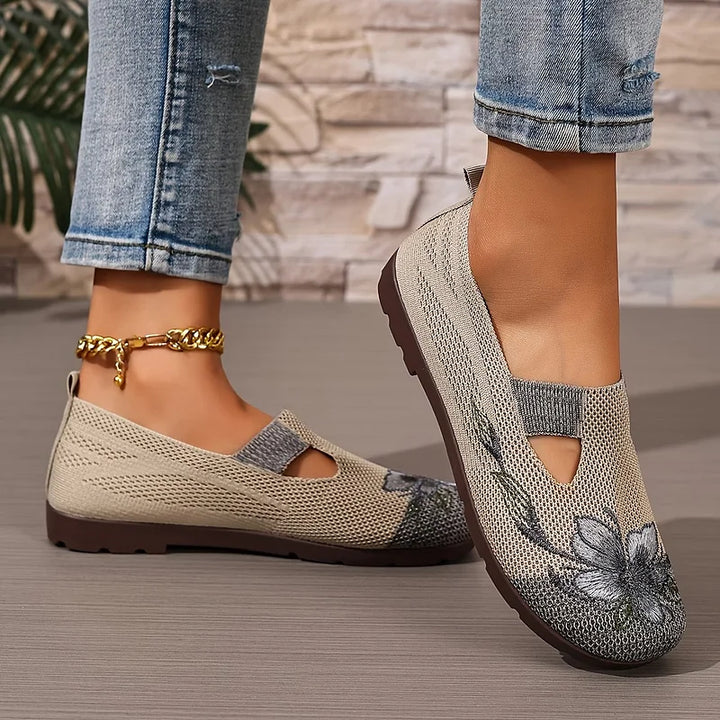 Martine – Zapatos de Punto Con Bordados Florales y Transpirables