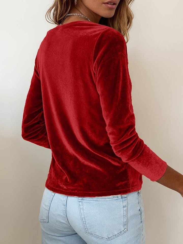 Ghania - Camiseta Informal De Manga Larga Con Cuello en V