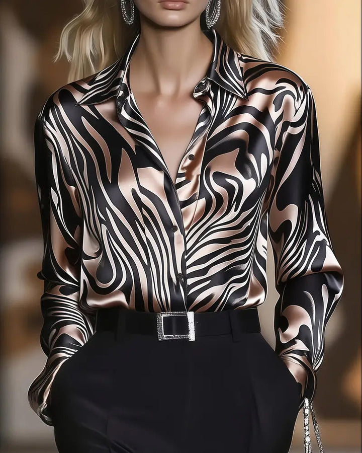 Luziana - Elegante Camisa Con Estampado De Cebra