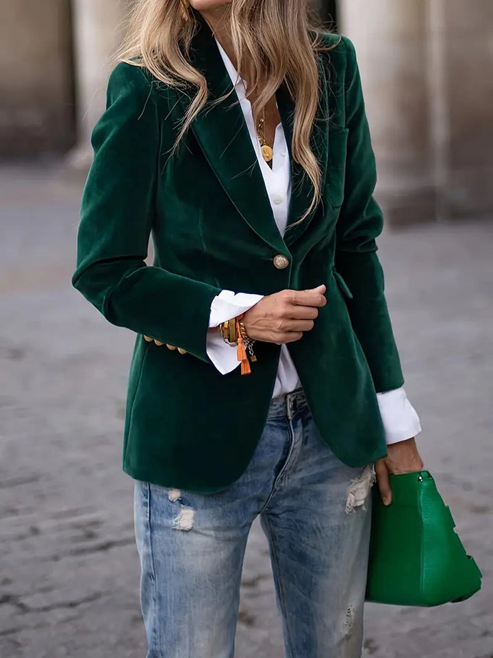 Elīna - Blazer De Terciopelo a La Moda