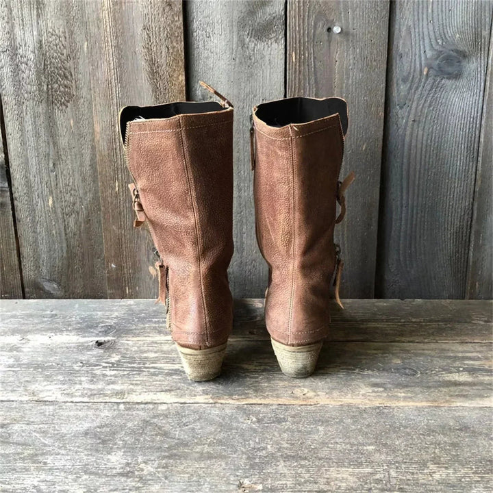 Lulia - Botines De Cuero Con Cremallera Lateral