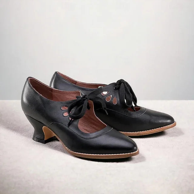 Zydrune - Zapatos de Tacón Alto de Cuero Vintage