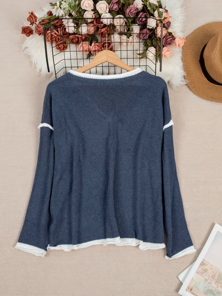 Ginny - Jersey Informal De Manga Larga y Cuello En V