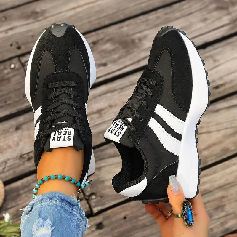 Lariesa - Zapatillas Con Cierre de Cordones y Rayas en Contraste