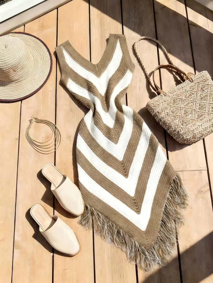 Foley - Vestido De Playa Elástico Con Flecos en El Bajo