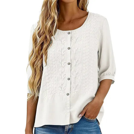 Andreza - Blusa De Algodón Con Botones