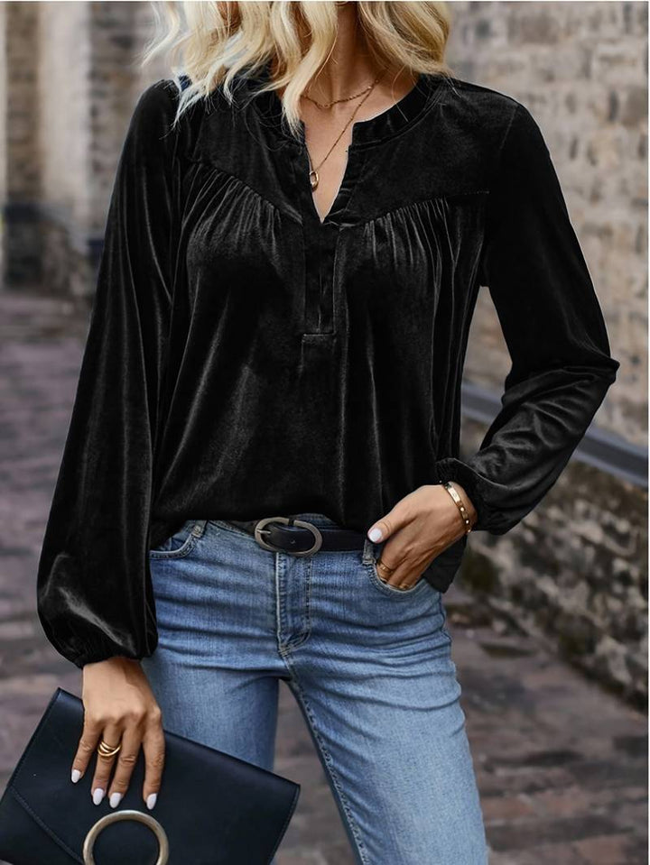 Lihi - Camiseta Cómoda de Manga Larga y Cuello en V