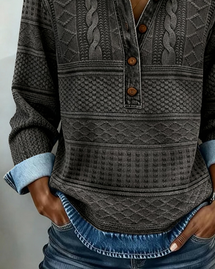 Melkorka - Sudadera Con Solapa y Medio Botón a La Moda