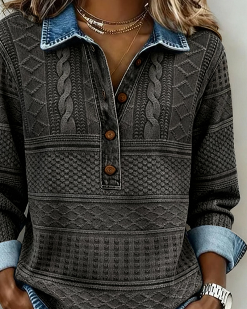 Melkorka - Sudadera Con Solapa y Medio Botón a La Moda