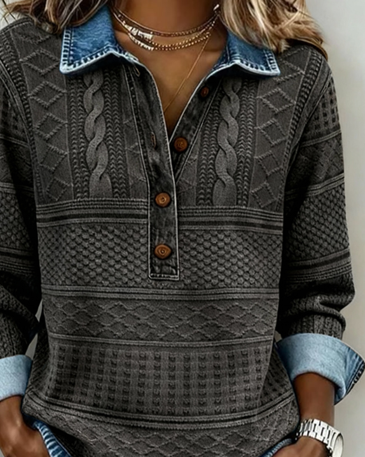 Melkorka - Sudadera Con Solapa y Medio Botón a La Moda