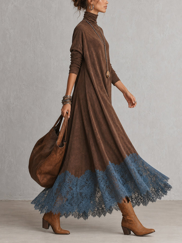Albria - Vestido Largo de Manga Larga con Estilo Vintage
