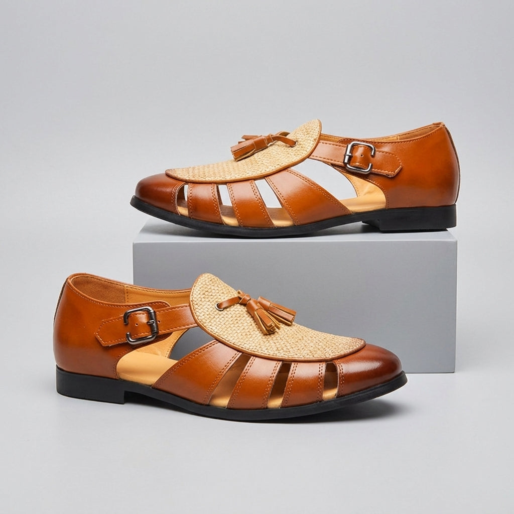 Andarson - Sandalias de Piel Con Borlas y Puntera Cerrada