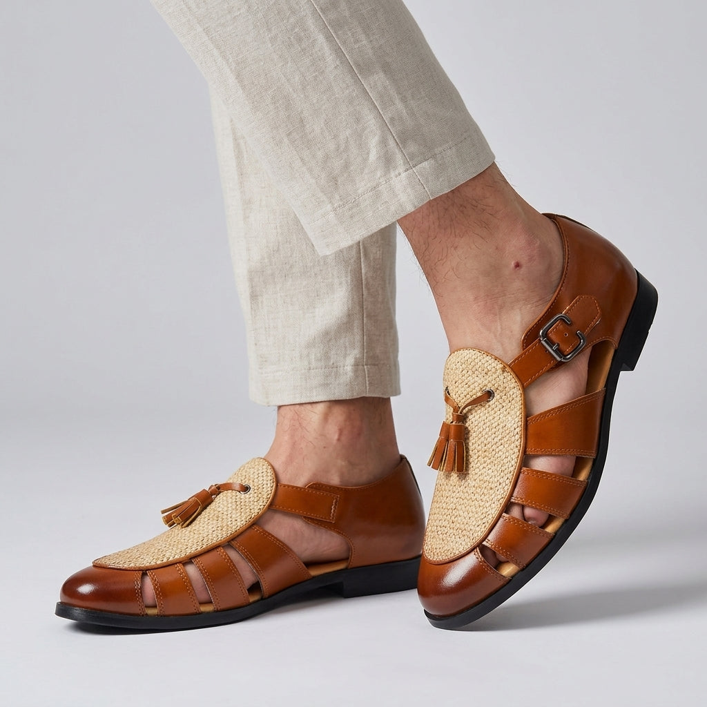 Andarson - Sandalias de Piel Con Borlas y Puntera Cerrada