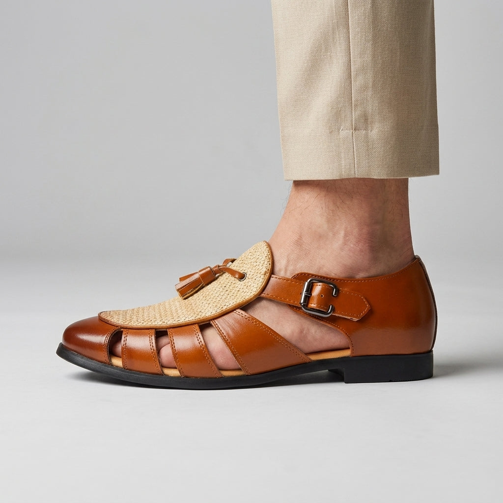 Andarson - Sandalias de Piel Con Borlas y Puntera Cerrada