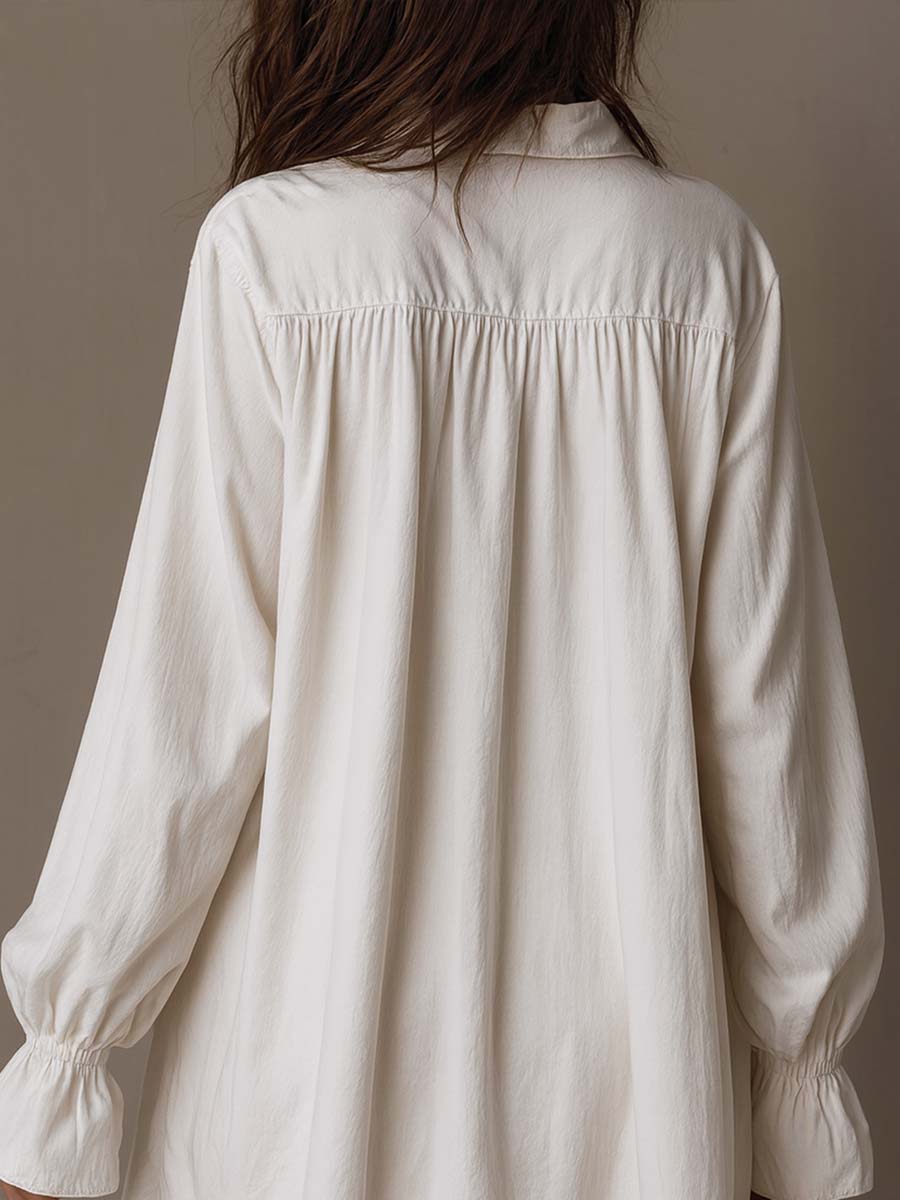 Amparo - Vestido Camisero de manga Larga con bajo Asimétrico